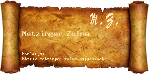 Metzinger Zolna névjegykártya
